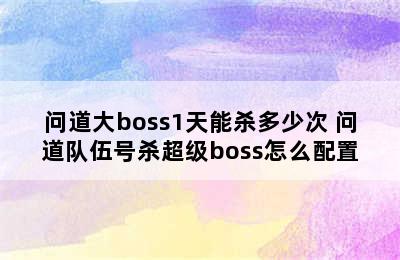 问道大boss1天能杀多少次 问道队伍号杀超级boss怎么配置